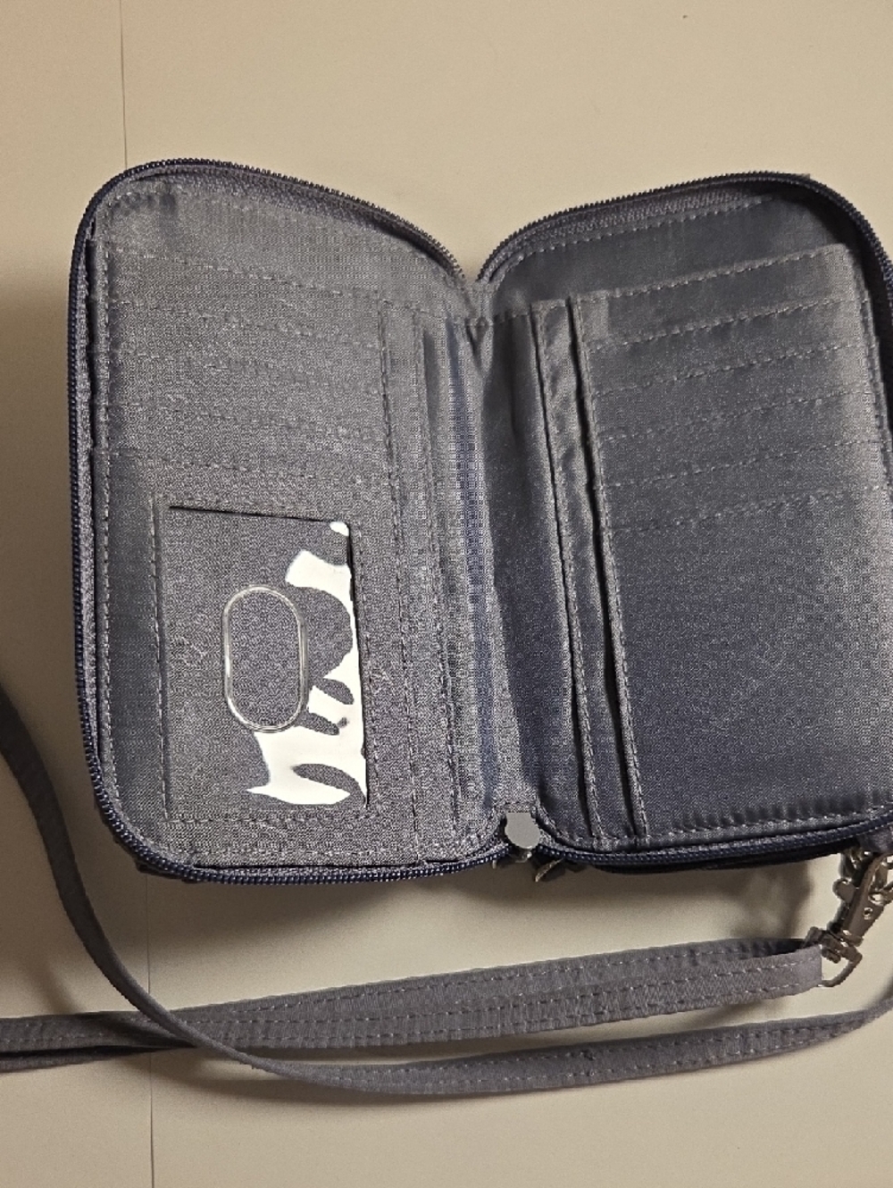 Vera Bradley Quilted Slate Gray Crossbody Wallet - Picture 2 of 6